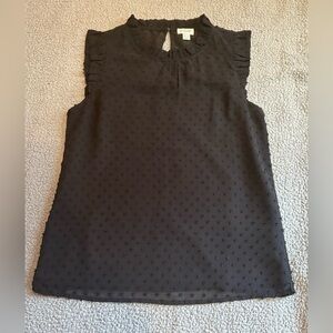 Sweet J. Crew Black Ruffled Clip Dot Blouse